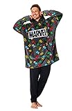 Marvel Hoodie Herren Kapuzenpullover, Oversized Hoodie Decke, Übergroßer Pullover Herren Avengers Fanartikel (Grau AOP)