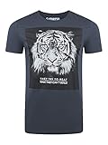 riverso Herren T-Shirt RIVLukas Fotodruck Rundhals O-Neck Kurzarm Shirt Regular Baumwolle Grün Blau Weiß Grau Gelb Türkis S M L XL XXL 3XL 4XL 5XL, Größe:L, Farbe:Dunkelblau Tiger (IJD)