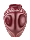 Knabstrup Keramik | Gerillte Vase | Geformt mit Lehm und Leidenschaft | Elegante und Klassische Form seit 1897 | Modern Anmutend | Bordeaux | 20