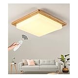 Holz LED Deckenleuchte, Schlafzimmer Lampe, Modern Deckenlampe für Wohnzimmer Wohnung Arbeitszimmer Esszimmer, Eckig Holzleuchte, Acryl Lampenschirm, Decken Beleuchtung (Dimmbar, 32cm*32cm)