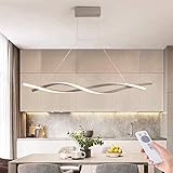 AXFALO Moderne Esstisch Pendelleuchte LED Dimmbar Hängelampe Höhenverstellbarer Kronleuchter mit Fernbedienung Wohnzimmer Lampe Küche Esszimmer Hängeleuchte Grau Dekor Deckenleuchte(120cm/48')