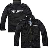 Brandit M65 Jacke SCHWARZ MIT Aufschrift Security O. Sicherheit GESTICKT Security Jacke, Größe:L, Aufschrift:Security