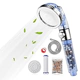 HANLIAN Kalkfilter Dusche mit Ein-aus-pause-taste, 3 Modi Handheld-hochdruck-duschkopf mit Mineralsteinen, Duschkopf mit Schlauch, Ausgestattet mit PP-Baumwollfilter, mit Filterkugeln,