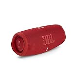 JBL Charge 5 Bluetooth-Lautsprecher in Rot – Wasserfeste, portable Boombox mit integrierter Powerbank und Stereo Sound – Eine Akku-Ladung für bis zu 20 Stunden kabellosen Musikg
