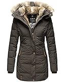 MARIKOO Damen Winter Jacke Stepp Parka Mantel Kunstfell warm gefüttert Nekoo XS-XXL (M, Anthrazit in Lang)