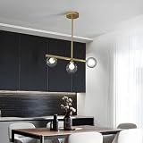 PPWW - Mid-Century Modern Kugel-Pendelleuchte, Kugel-Pendelleuchte aus klarem Glas für Küche und Esszimmer, 3-Licht G