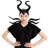 Spooktacular Creations Maleficent Kostüm Zubehör Böse Königin Accessoires Set mit Maleficent Hörner Stirnband und Schal für Halloween Cosplay Party