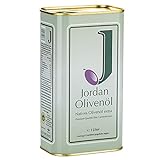 Jordan Olivenöl - Natives Olivenöl Extra von der griechischen Insel Lesbos - traditionelle Handernte - Kaltextraktion am Tag der Ernte - Kanister im traditionellen Retro-Design mit Ausgießer - 1,00 L