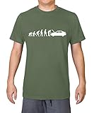 Evolution of Man Car Mechanic – Herren T-Shirt aus 100 % Bio-Baumwolle, khaki, L