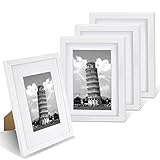 Nacial 4 Pack Bilderrahmen 10x15 cm mit Passepartout , Bilderrahmen 13x18 cm ohne Passpartout aus PVC mit Plexiglasscheibe, Bilderrahmen Set Abnehmbar für Collagen, Portraits, C