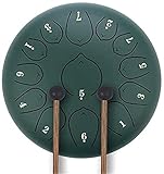 Tongue Drum, Stahlzunge 13 musikalische Anmerkungen 12 Zoll Disc geblasenes musikalisches Instrument mit einem lackierten Taschen für leichte Reisen, benutzt für Music Education Psychotherapie, dunk