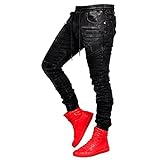 WQZYY&ASDCD Jeans Pantalon Jeans Herren Streetwear Destroyed Ripped Jeans Homme Hip Hop Broken Modis Männlich Bleistift Biker Stickerei Patch Hose L 888