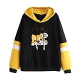Damen Kawaii Hoodie Kapuzenpullover Große Größe T-Shirt Herbst Winter Süßer Pulli Outwear Langarm Sweatshirt Pullover Bluse Tops Locker Oberteile Cartoon Drucken Lässig Sweatjacke Casual Kapuzenp