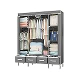 JIAO PAI Schlafzimmermöbel, Tragbarer Stoff Kleiderschrank Lagerorganisator Große Möbel Kleidungsschrank Mit 4 Schubladen 170 * 150 * 45 cm(Size:170 * 150 * 45CM,Color:EIN)
