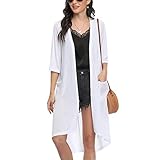 CARCOS Damen Strickjacke Damen Lang Open Front Cardigan Casual Langarm Leichte Sommerjacke, Cardigan im eleganten Design Outwear Longshirt Damen Sommer Frühling