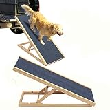 70cm Lang Hölzerne Hundetreppe Hunderampe für Auto Höhenverstellbar Hunderampe Für Auto Für Großen Hund Haustier Rampe,