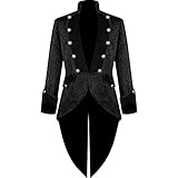 WOOGOD Jacke Frack Herren Steampunk Retro Gothic Gehrock Uniform Cosplay Kostüm Smoking Mantel Langer Uniformkleid Männer Lang