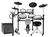 XDrum DD-530 MAXI LIVE KIT E-Drum Set - elektronisches Schlagzeug mit 400 Sounds und Lernfunktion - 4 Pads mit Mesh Heads - 4 Beckenpads - inkl. Drum-Monitor, Hocker und Kab
