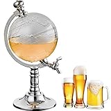 Globus Dispenser, 1.5L Dekanter Clear Whiskykaraffe Getränke Schnaps Bier Weinspender mit Wasserhahn für Vodka Schnaps Obstbrand (Silber, Kunststoff )