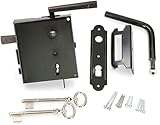 KOTARBAU® Kastenschloss 65mm Schwarz Rechts Pulverbeschichtet Schloss Aufschraubschloss Stumpfdrückerschloss Stahl Griff Rostfrei Rob