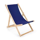 2 x Liegestuhl aus Holz Klappbar Holzklappstuhl Relaxliege Gartenliege Strandstuhl (Blau)