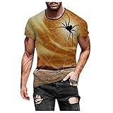 Herren Kurzarm T-Shirts mit Halloween Kürbis Bedrucktes Rundhals Kurzarmshirt Casual Tops Fit Slim Laufshirt Sportshirt Sommer Herbst Sweatshirt Party Einkaufen Freizeit Bluse Geschenk für M