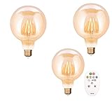 LUTEC 3x IDual SET LED-Filament Leuchtmittel E27 / G95 I hell wie 60 Watt, 9 W, Amber, 3 Stück (1er Pack)