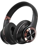 Picun Bluetooth Kopfhörer Over-Ear Headset, 80-Stunden-Spielzeit, Schnellladung, kabelgebundener Backup-Modus, faltbar, integriertes Mikrofon, für Musik, Reisen, Arbeiten (Schwarz Golden)