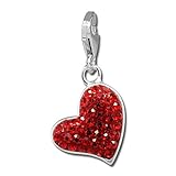 SilberDream Glitzer Charm Liebesherz rot Zirkonia Kristalle Anhänger 925 Silber für Bettelarmbänder Kette Ohrring GSC543R