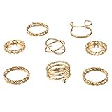 SOIMISS 8 Stück Kreative Knöchelringe Set Vintage Golden Crossed Rings Stapelbare Fingerring Geschenk