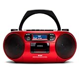 Aiwa BBTC-660DAB/RD: Tragbares Radio mit CD, Bluetooth und USB, Kassettenrecorder, RDS, FM PLL, Dab+, Fernbedienung, R