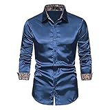 Shirt Herren Modern Urban Basic Slim Fit Stretch Strickjacke Herren Hemd Herbst Winter Glänzend Einfarbig Herren Freizeithemden Hochzeit Host Herren Lang