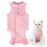 Esenlong Pet Cat Recovery Suit After Operations Wear E Collar & Cone Of Shame Alternative Protect Wunds Pink/S