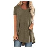 JKRTR Damen-T-Shirt, lässig, kurzärmelig, Rundhalsausschnitt, modisch, T-Shirt, langärmelig Gr. XXX-Large, kak