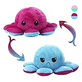 Octopus Plüschtier,Reversible Oktupus Stimmungs Kuscheltier,Oktopus Plüsch Wenden/Oktopus Zum Wenden Flip Plüsch Oktopus Spielzeu für Kinder Erwachsene als Geburtstagsgeschenk