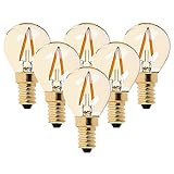 6 Stück G40 Edison Vintage Led E14 Glühbirne 1 Watt, 2200K Warmweiß,Mittel Schraube E14, getönter Glasbeschichtung, 60 Lumen Ersetzt 10 Watt Glühlampen, CRI90,No Dimmb