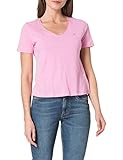 Tommy Jeans Damen TJW SLIM JERSEY V NECK T-Shirt, Rosa/Gänseblümchendesign, Larg