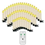 OZAVO 20er Weihnachten Kerzen LED Weihnachtskerzen Lichterkette Kabellos Baumkerzen Christbaumkerzen mit Fernbedienung