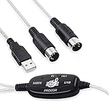 USB-MIDI-Kabel-Adapter, USB zu Midi In-Out-Konverter, Upgrade Musik Keyboard Piano Electronic Organ auf PC/Laptop, kompatibel für XP/Windows7/8/10/Vista, 18