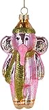Brubaker Rosa Elefant mit Mütze und Schal - Handbemalte Weihnachtskugel aus Glas - Mundgeblasener Christbaumschmuck Figuren lustig Deko Anhänger Baumkugel - 13