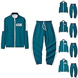 AITER Squid Game Set Freizeitanzug Kostüm Halloween Merch Cosplay Hoodie Unisex Zipper Trainingsanzüge Sportanzug Winter Sport Cardigan 001 067 218 456 Drucken Taschen Sweater S