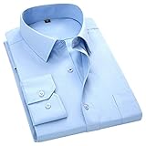 RuaRua Herren Hemd,Klassischer Gestreifter Slim Fit Button Down Kragen Langarm, Social Casual, Herren Business Shirt, Plus Size, Blau, 7XL