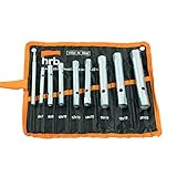 HRB Rohrsteckschlüsselsatz 10-tlg. Größen 6-22 mm, Schraubenschlüssel Satz in bequemer Tetron Rolltasche, ideales Langnuss Set für Arbeiten am W