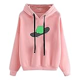 MEIPIQI Damen Kawaii Pullover Clothes Damen Hoodie Pullover Niedlich Girly Sweatshirt Tasche Langarm Frosch Kapuze Lose Shirt Top Winterjacke Langarmshirt Streetwear Freizeit B