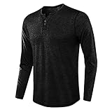 MENSU Herren Weiches Atmungsaktives Rundhals T-Shirt Raglan Button-Down Langarm Boden Hemden Männer Beiläufig Klassisch Henry Tops Regular Fit Leichtes Dünnes Herbst Sport Lauf Sw