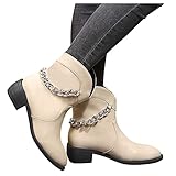 Damen Stiefel mit Blockabsatz Halbhoch Stiefeletten Blockabsatz Freizeit Winterschuhe Knöchelstiefel Westernstiefel Kurzschaft Boots Chelsea Boots Schneestiefel Schlupfstiefel Reitsp