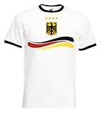 WM Deutschland Herren Retro Fan T-Shirt Trikot, Weiß, Gr. M