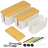 Kabel-Organizer Box für Kabelführung Steckdosenleiste 3 Größen Kabelbox ABS-Kunststoff Kabelmanagement-Box Holzdeckel Kabel Aufbewahrungsbox Multifunktional Kabel-Organizer-Box Kabel Aufbewahrungsbox