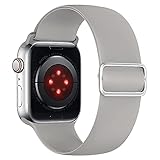 Tasikar Kompatibel mit Apple Watch Armband 45mm 44mm 42mm, Ersatzband aus Weichem Silikon, Verstellbares Elastisches Sportarmband Kompatibel mit Apple Watch SE Serie 7 6 5 4 3 2 1 (Wolkiges Grau)