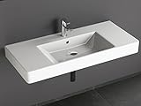 Aqua Bagno Design Waschbecken aus hochwertiger Keramik, Weißes Hängewaschbecken im modernen Stil | 90 x 45